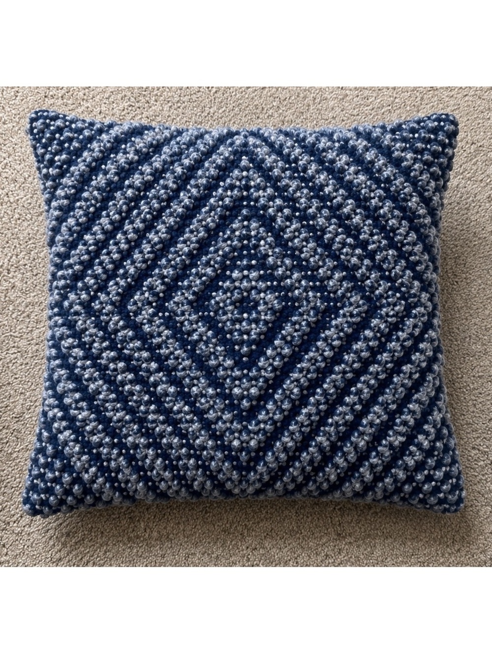 Decorative Navy Blue Textured Throw Pillow 16 x 17 inches